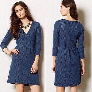 HD In Paris Knit Blue Textured Faux Wrap Dress XS